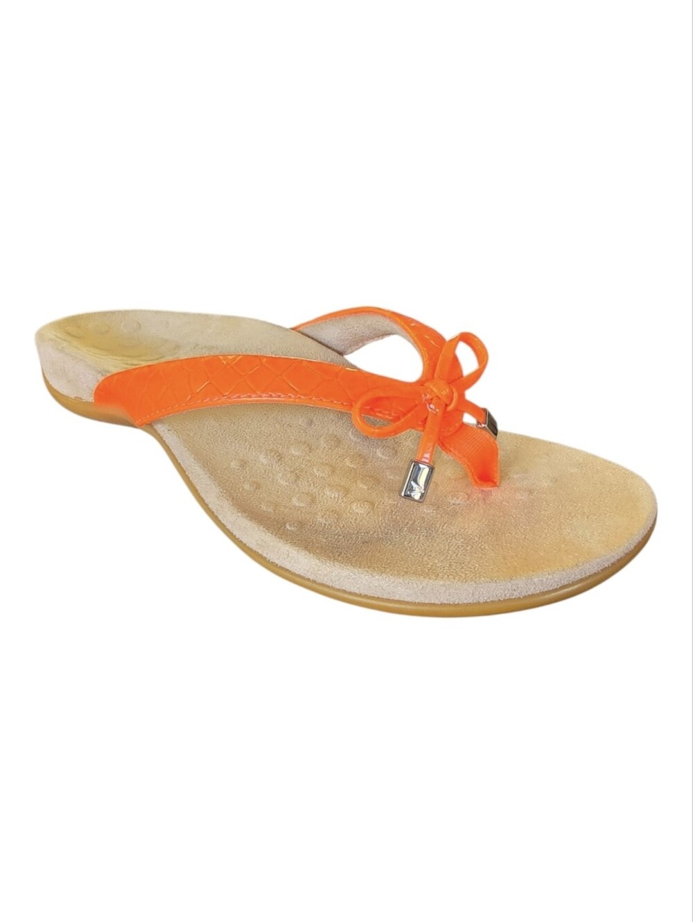 Vionic Women's Bella Orthotic Bow Thong Sandals - Fiesta Orange Croc